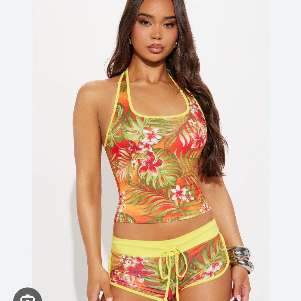 Fashion Nova Orange and Green 2 piece set
